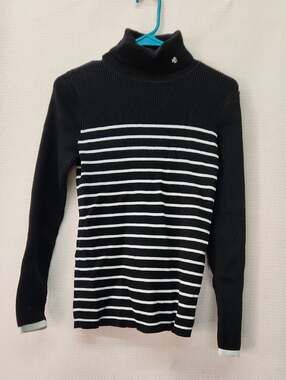 Ralph Lauren Black & White Striped Turtleneck Sweater
